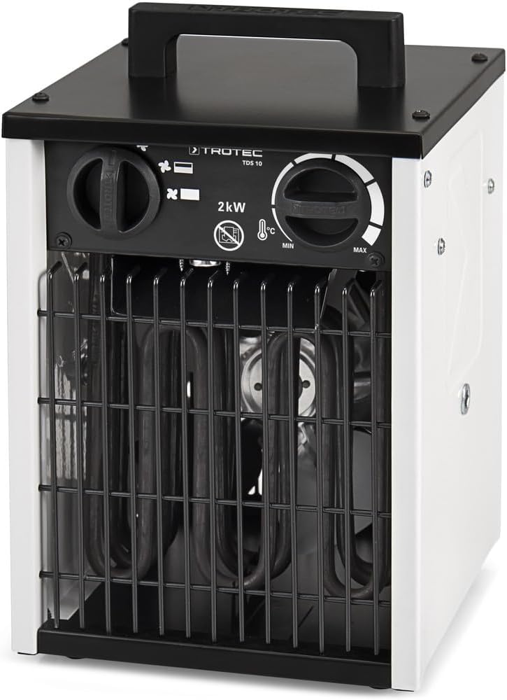 TROTEC Elektro Heizlüfter TDS 10 – Heizleistung 1 kW / 2 kW – Bauheizer Luftmenge 186 m³/h – Heizgeb