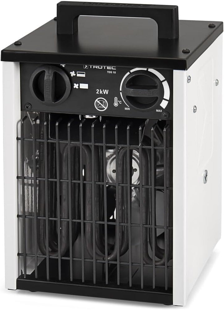 TROTEC Elektro Heizlüfter TDS 10 – Heizleistung 1 kW / 2 kW – Bauheizer Luftmenge 186 m³/h – Heizgeb