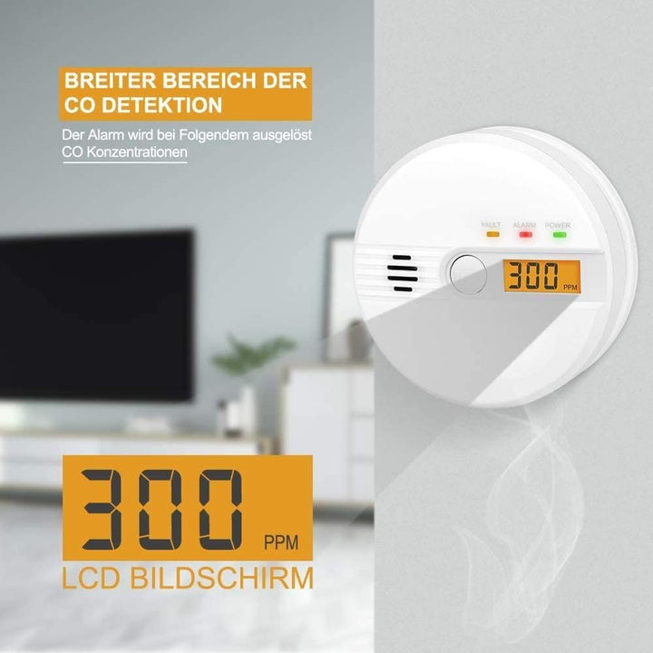 Kohlenmonoxid Warnmelder LCD Anzeige CO Melder 85Db Alarm Kohlenmonoxidsensor Kohlenmonoxid Melder m