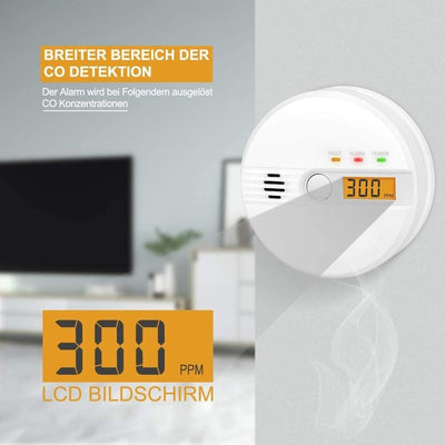 Kohlenmonoxid Warnmelder LCD Anzeige CO Melder 85Db Alarm Kohlenmonoxidsensor Kohlenmonoxid Melder m