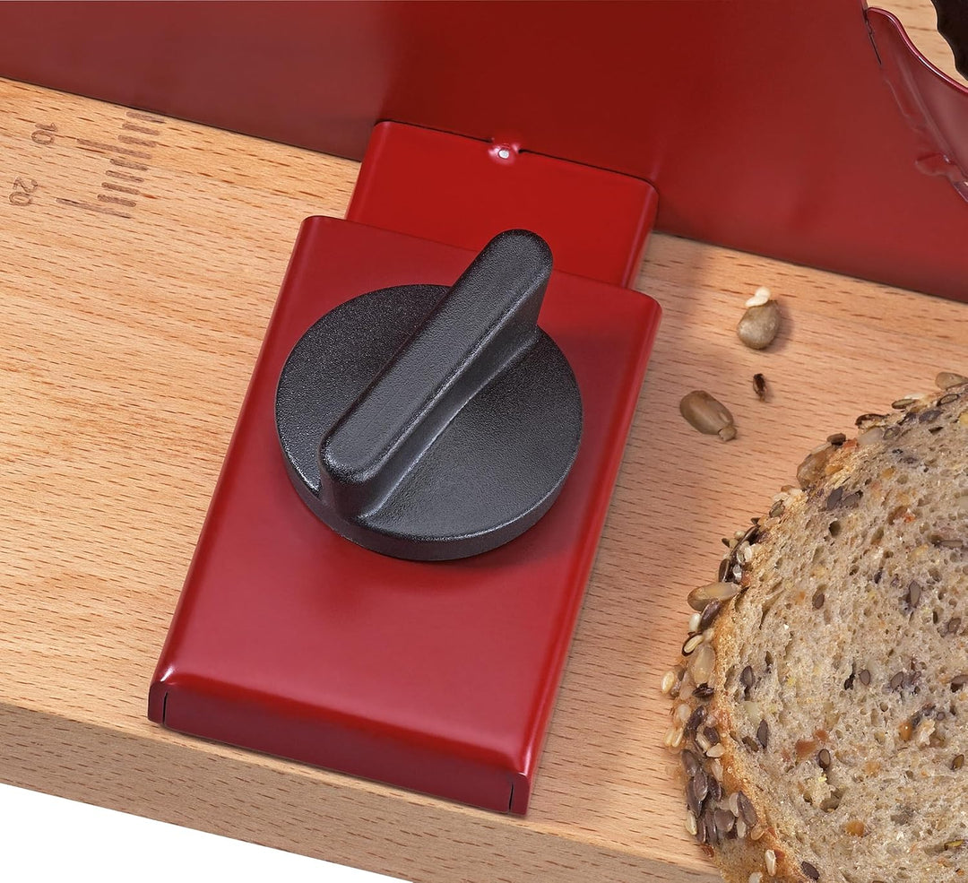 Zassenhaus Brotschneidemaschine PURE rot, manuelle Kurbelmaschine mit Edelstahlmesser, Spezial-Welle