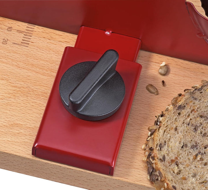 Zassenhaus Brotschneidemaschine PURE rot, manuelle Kurbelmaschine mit Edelstahlmesser, Spezial-Welle