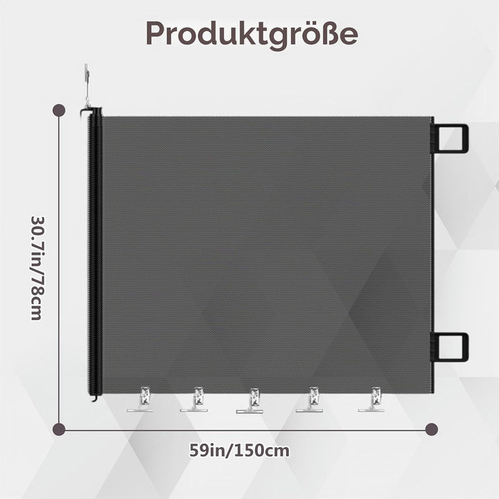 Treppenschutzgitter Ausziehbar 0-150 cm, Höhe 78 cm Türschutzgitter | Absperrgitter Treppenschutzrol