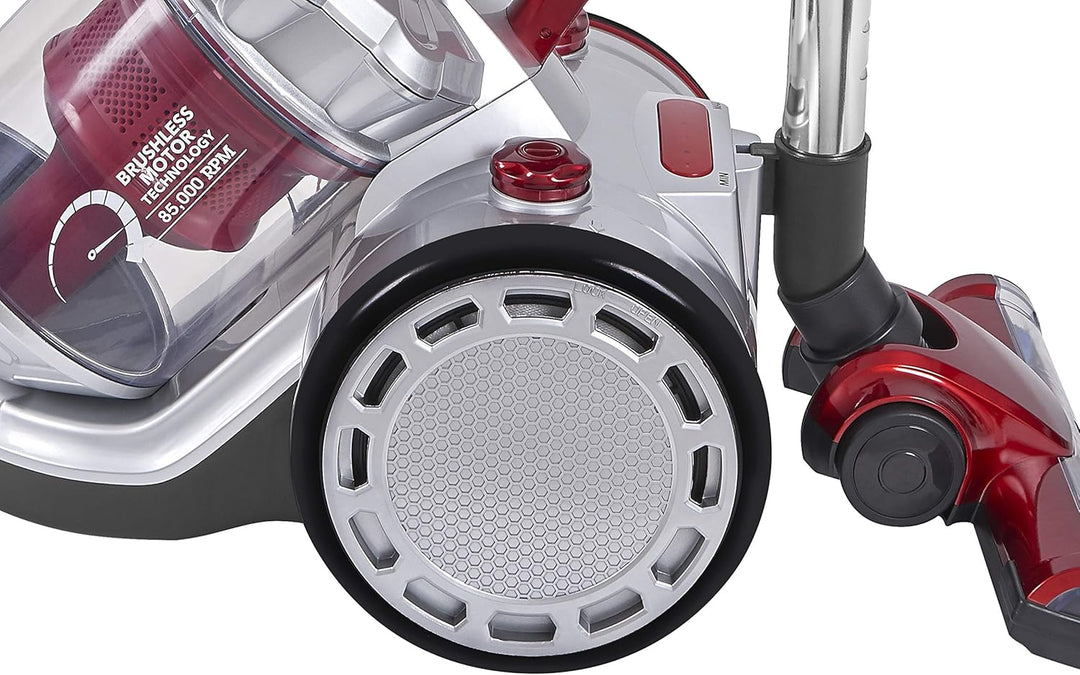 Exquisit Bodenstaubsauger BP 6401 SI | Akku-Betrieb | Beutellos | Kabellos | Silber | Rot | Bodensau