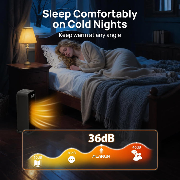 Energiesparender Heizlüfter, 1500W Tragbare PTC Keramik Heizlüfter Leise, 70° Oszillierwaend, 12-Std