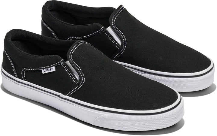 Vans Herren Asher Sneaker 38.5 EU Canvas Black White, 38.5 EU Canvas Black White