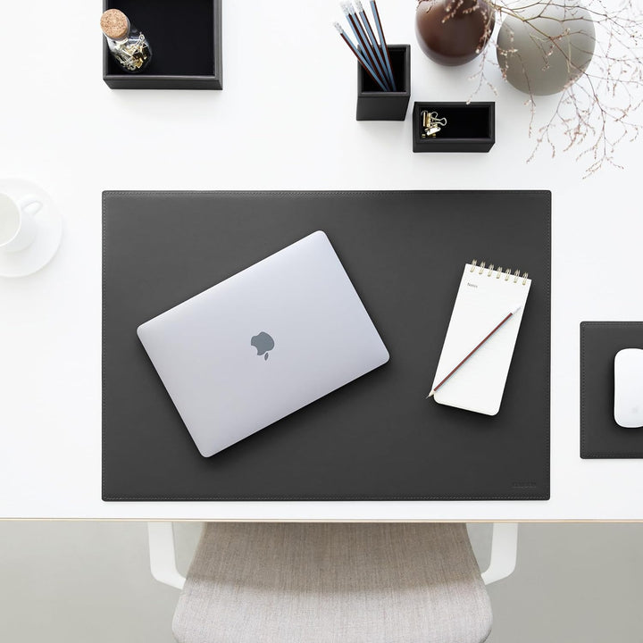 Eglooh - Minerva - Ablagefächer für Schreibtisch und Büro Leder Schwarz - Bürobedarf Briefablage Pap