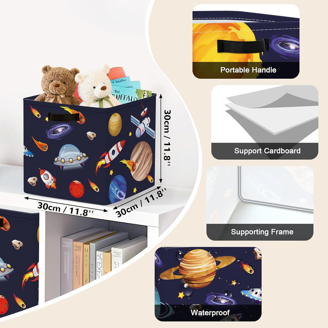 Clastyle 3 Stück Kosmischer Weltraum Aufbewahrungsbox Stoff für Kallax Faltbar Aufbewahrungskorb Kle