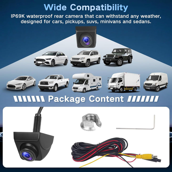 Kairiyard AHD 1080P Auto Rückfahrkamera 170º Weitwinkel Nachtsicht Auto 360° Drehbar Rückfahrkameras