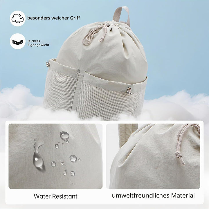 Gross Turnbeutel Kordelzug, Wasserdicht Nylon Sportbeutel Gym Bag, Sportrucksack Mit Innentasche/Aus