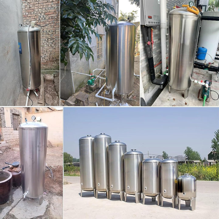 Edelstahl-Druckbehälter für Wasserbrunnen grosser vertikaler Wasserspeicher Turm 60–700 l, automatis