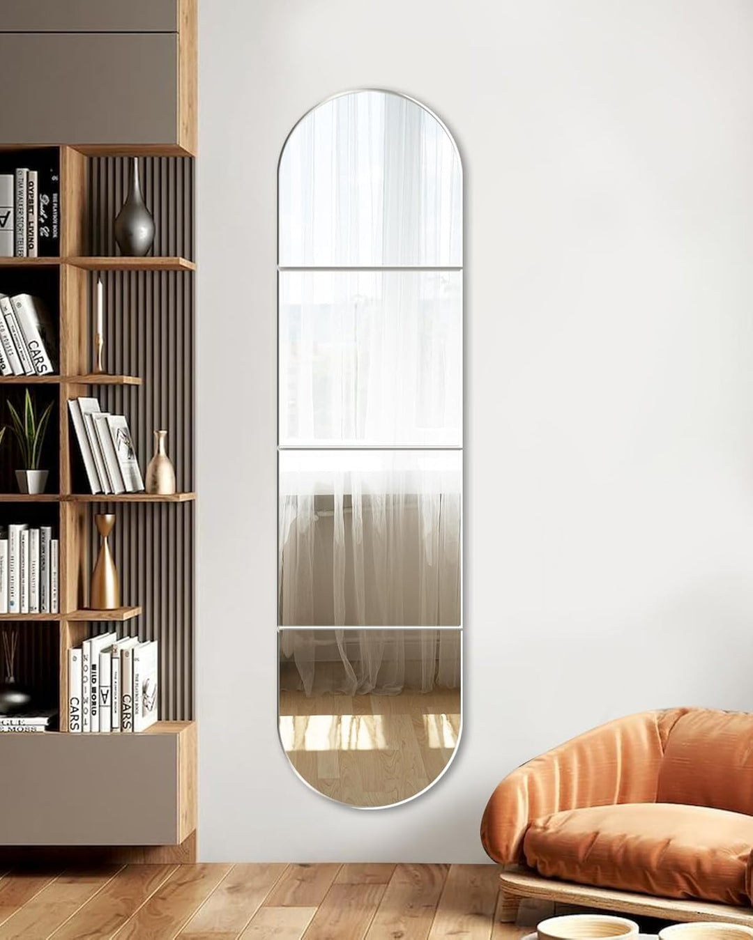 Selbstklebende Fliesenspiegel Glas HD DIY Wandspiegel Klebespiegel 4 Stück Spiegel zum Aufkleben Tür