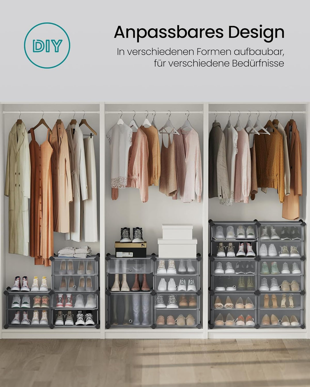 SONGMICS Schuhregal, Schuhschrank, für Garderobe und Eingangsbereich, anpassbar, 6 Fächer, für bis z