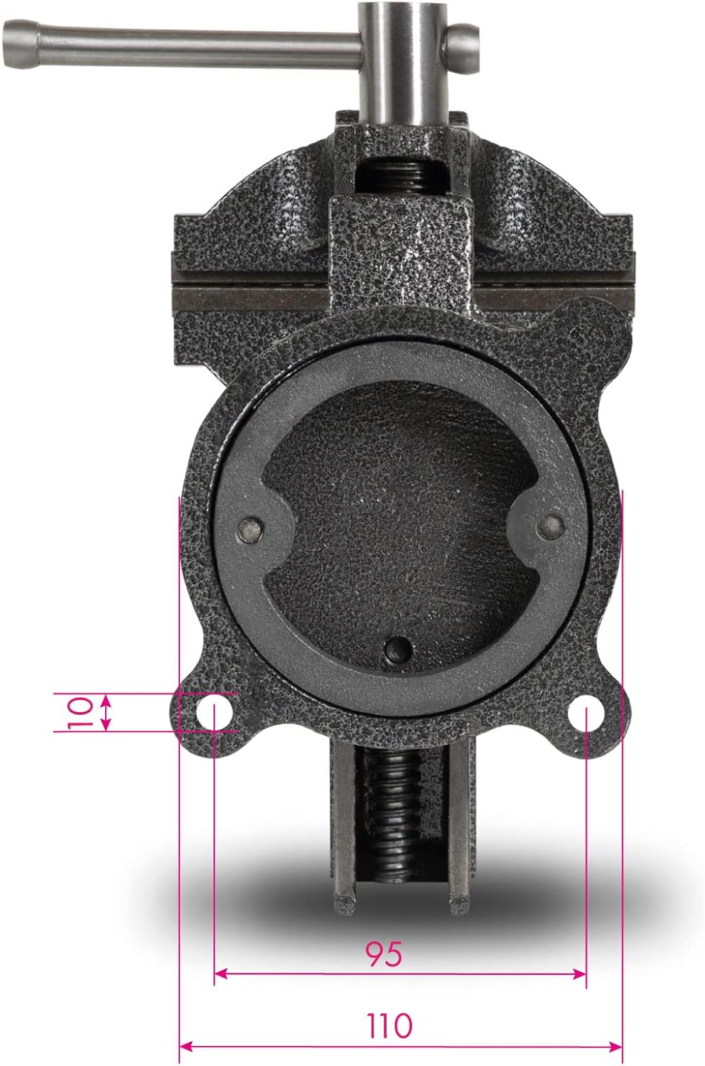 EBERTH Schraubstock aus Gusseisen mit Amboss, 125mm Backenbreite, 130mm Gesamthöhe, 360° drehbar, 11