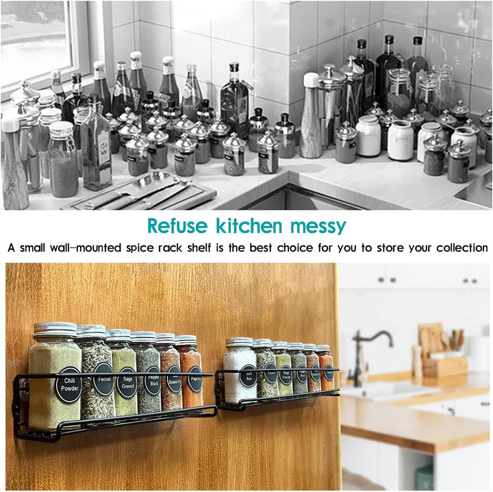 Priksia Gewürzregal Wand, 4er Set Gewürz Organizer Ohne Bohren, Gewürzhalter Hängend aus Metall mit