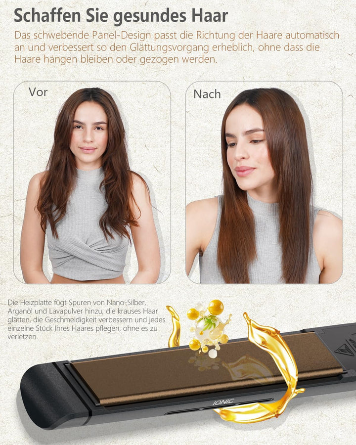 KUSNCA Ionen Glätteisen, 2 IN 1 Haarglätter Locken und Glätten Glatt und Glänzend, 3D-Schwebende Ker
