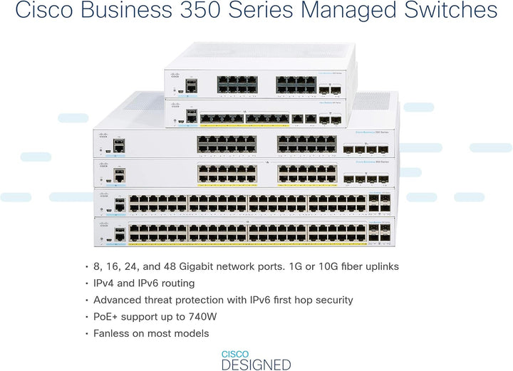 Cisco Business CBS350-24FP-4X Managed Switch | 24 GE-Ports | Full PoE | 4 x 10G-SFP+ | Begrenzter Le