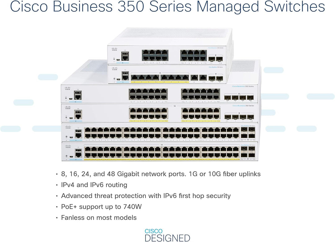 Cisco Business CBS350-8FP-E-2G Managed Switch | 8 GE-Ports | Full PoE | Ext. Netzteil | 2 x 1G-Combo