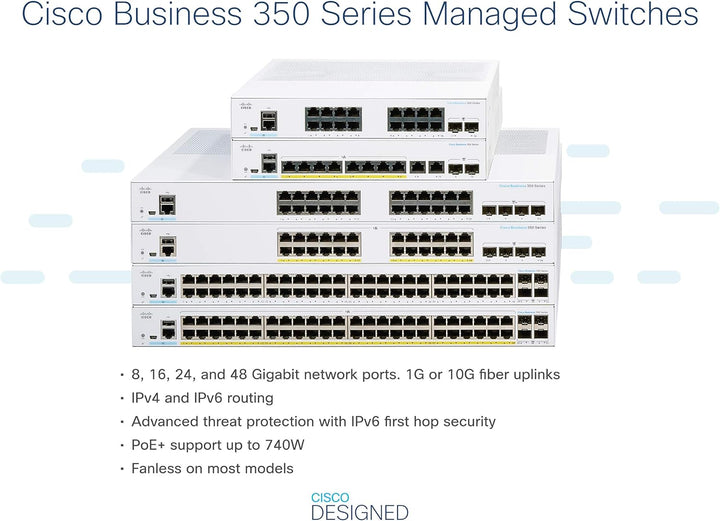 Cisco Business CBS350-8FP-E-2G Managed Switch | 8 GE-Ports | Full PoE | Ext. Netzteil | 2 x 1G-Combo