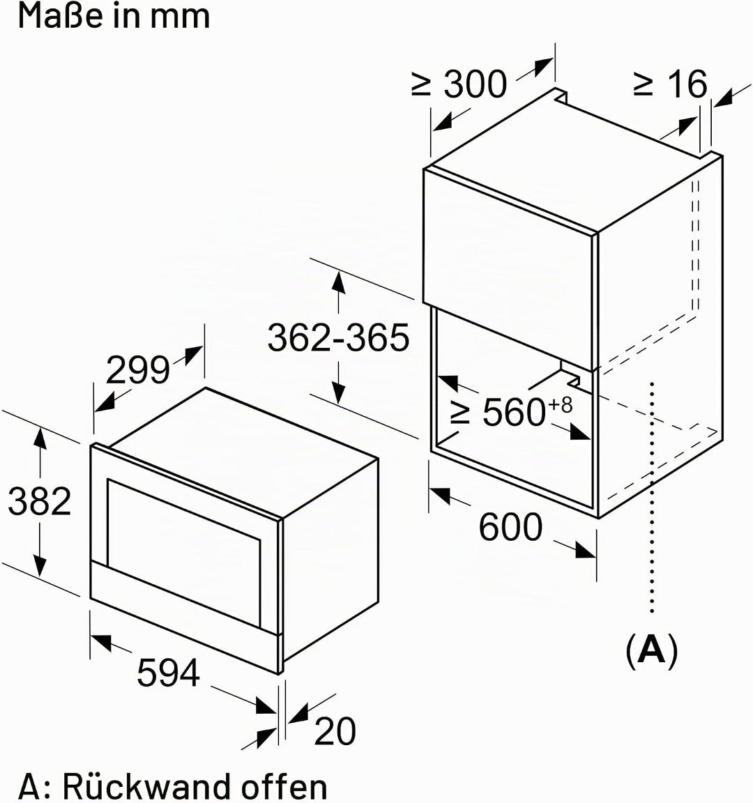 Bosch BFL634GS1 Serie 8 Einbau-Mikrowelle, 38 x 60 cm, 900 W, Türanschlag Links, AutoPilot 7 7 Autom
