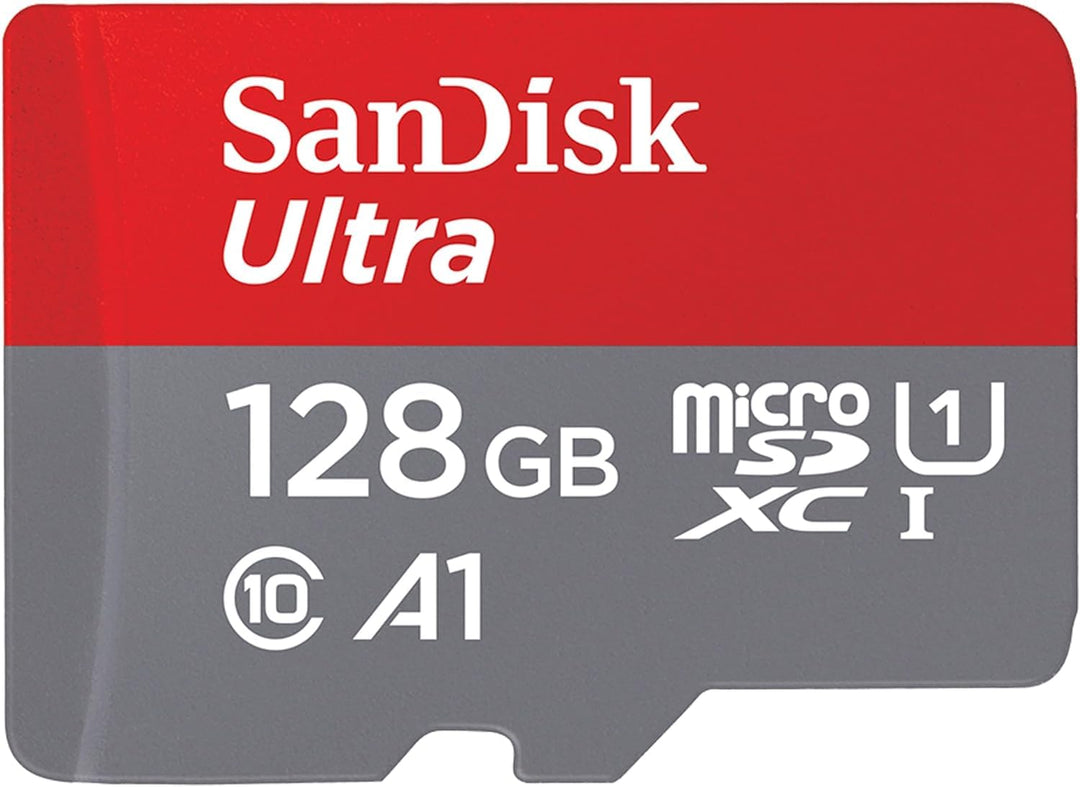 SanDisk Ultra microSDXC UHS-I memory card 128 GB + adapter (A1, Class 10, U1, Full HD videos, up to