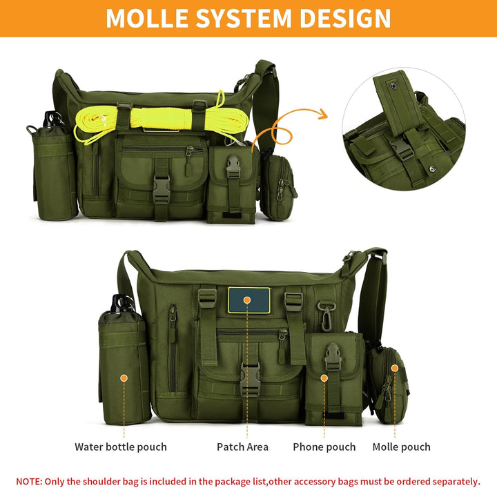 Huntvp Taktisch Schultertasche Militär Crossbody Bag Sling Tasche Wasserabweisend Umhängetasche Mess
