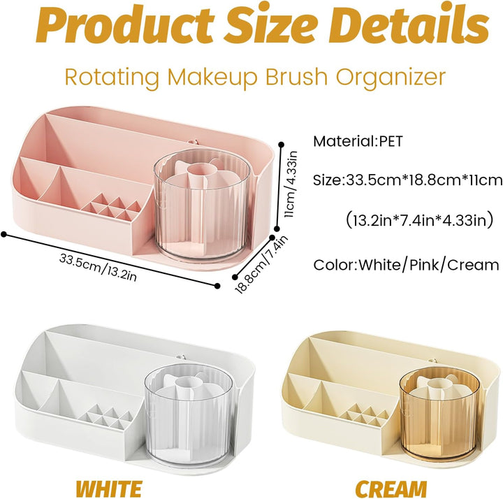 DASITON Make Up Kosmetik Organizer, 360° drehbarer Make Up Pinsel Organizer, Schmink Aufbewahrung fü