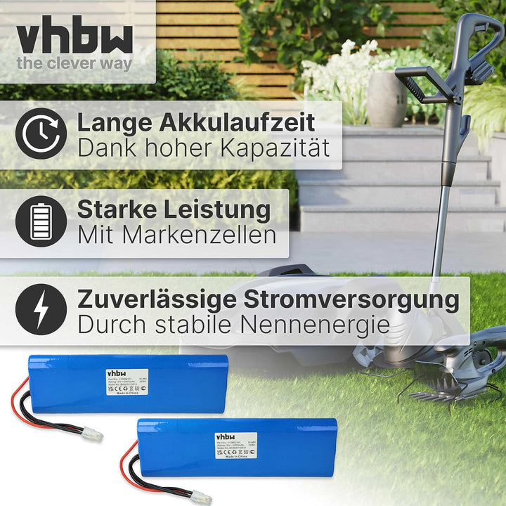 vhbw 2X Akku kompatibel mit Husqvarna Automower 210AC, 210C, 220AC, 230ACX, 260ACX, G2 (2004-2006),