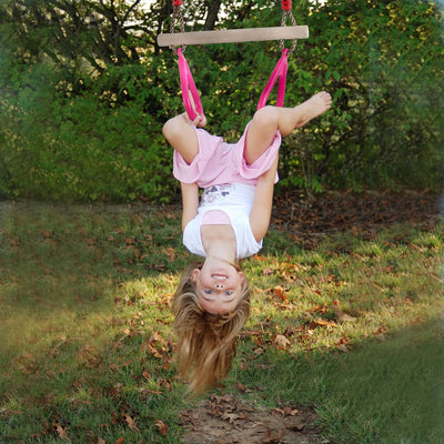 PELLOR Multifunktions Kinderholz Trapeze Schaukel mit Kunststoff Turnringe zum Aufhängen belastbar b