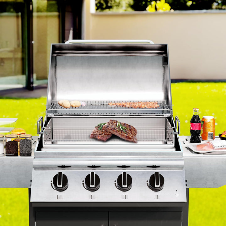 Universal BBQ Edelstahl Plancha Grillplatte Griddle mit gleichmässiger Heizung Arming, Grill für Gas