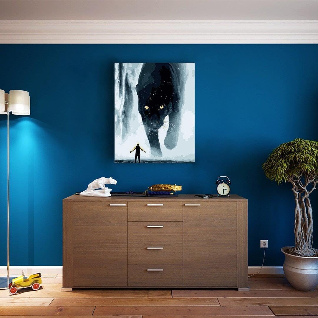 Artnapi Malen nach Zahlen Erwachsene mit Rahmen | DIY Handgemalt | Tiere - Riesiger Puma | Kit für A
