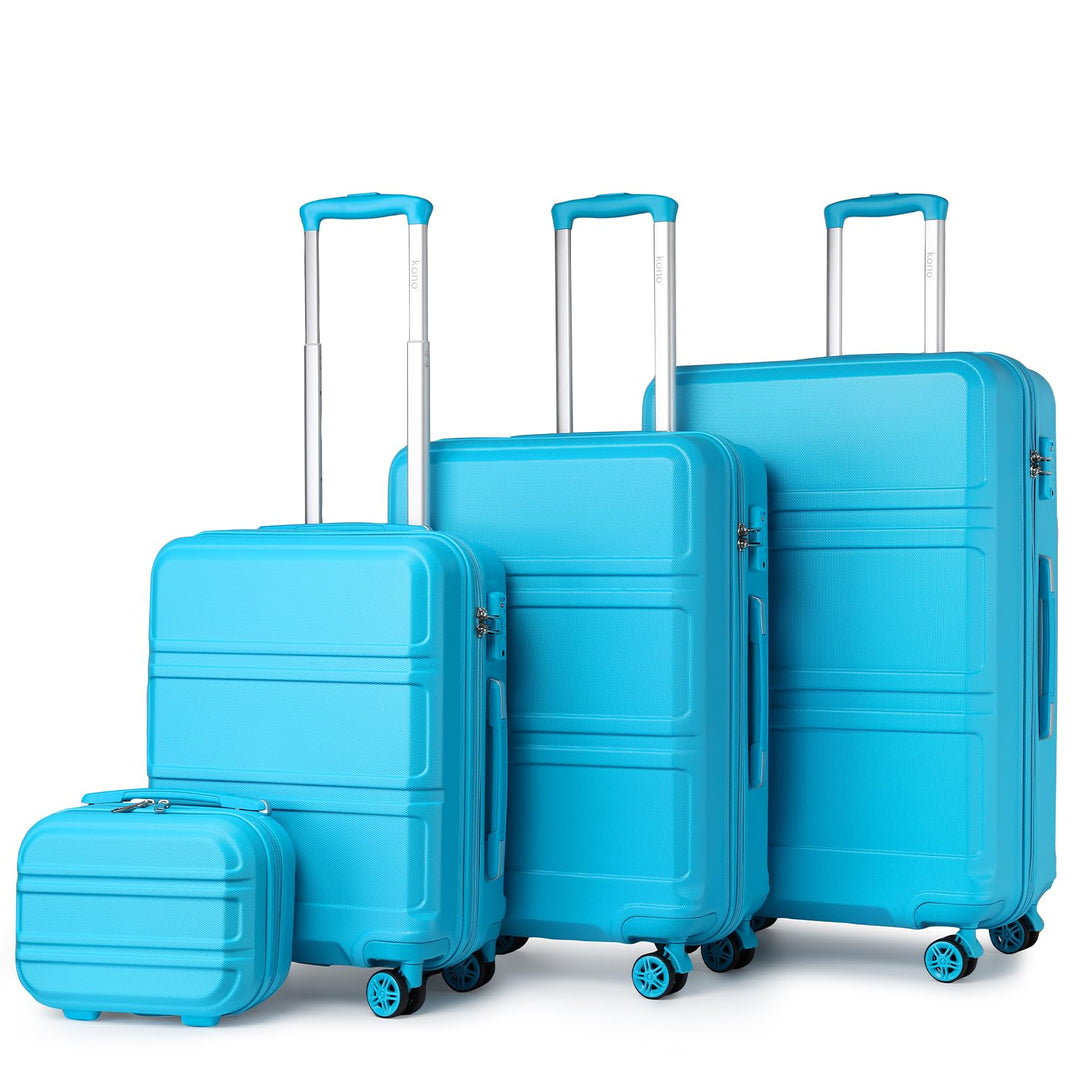 KONO Kofferset 4 Teilig Gepäcksets mit Beautycase ABS Koffer Trolleys Hartschalenkoffer Reisekoffer