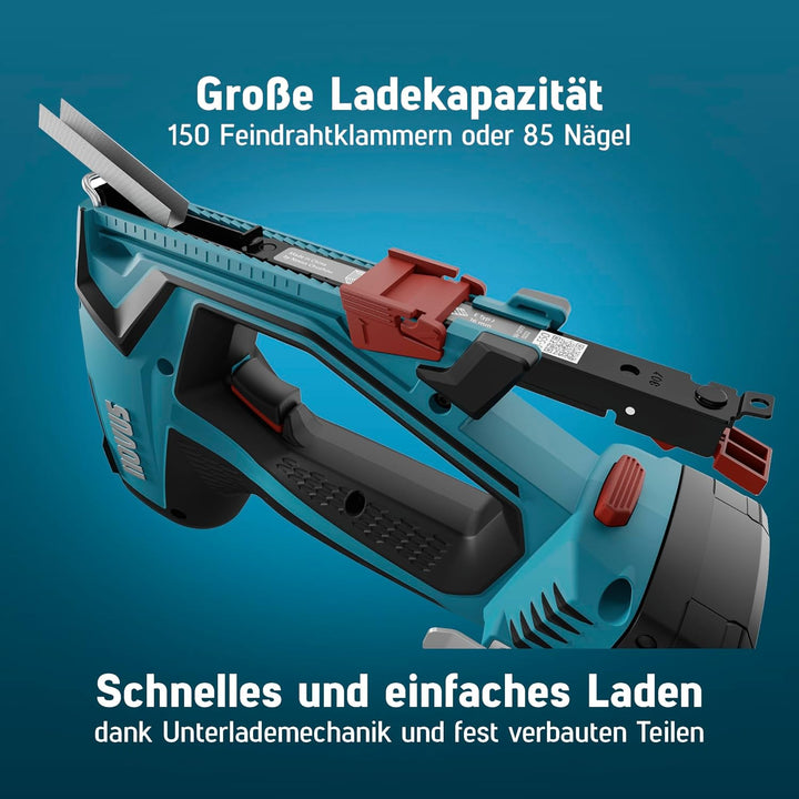 NOVUS TOOLS Akku Tacker J-550 Set inkl. 11.800 Klammern │ Für Feindrahtklammern 6-14 mm und Nägel 16