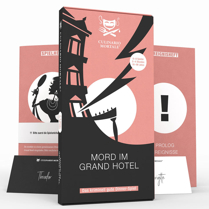 CULINARIO MORTALE® – Mord im Grand Hotel - Krimidinner für Zuhause für 6 bis 8 Personen - unterhalts
