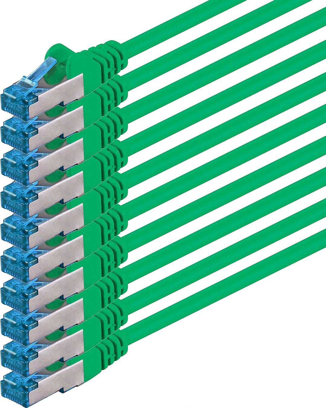 3m - CAT6a - Netzwerkkabel grün - 10 Stück CAT 6 A Patchkabel 10000 Mbit s SFTP PIMF 500 MHz kompati