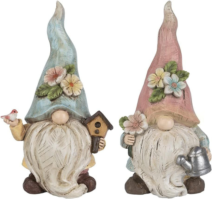 Ideen mit Herz Deko-Figuren Wichtel | Paar mit Giesskanne & Vogelhaus | Garten-Zwerg | Frühjahrs-Dek