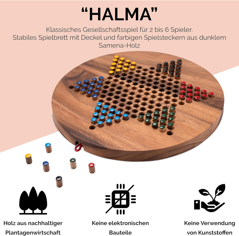 LOGOPLAY Halma Gr. XL - Stern Halma - Chinese Checkers - Strategiespiel - Gesellschaftsspiel aus Hol