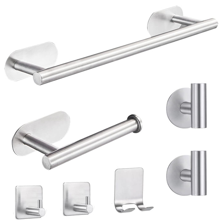 laimew 7 pcs Black Bathroom Accessory Set Silver