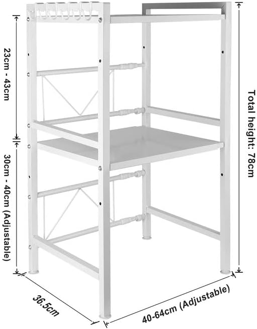 DDMINE Ausziehbares Mikrowellenregal, Halterung für Küchenregal, Mikrowelle, ausziehbar, mit 3 Ebene