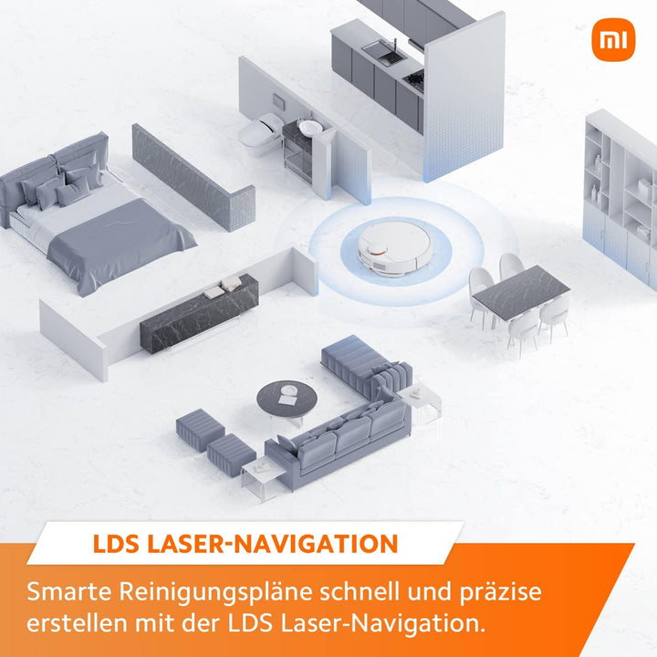 Xiaomi S12 Saugroboter mit Wischfunktion 2 in 1, 4000 Pa Saugkraft, LiDAR Navigation Hinderniserkenn