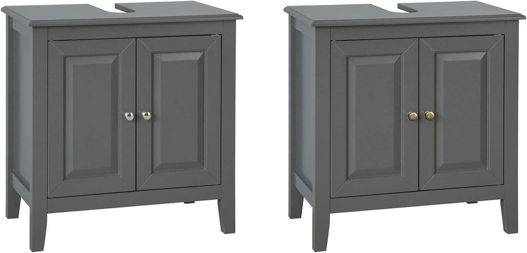 SoBuy FRG202-DG Waschbeckenunterschrank Badmöbel Badschrank Waschtisch Unterschrank Dunkelgrau BHT c