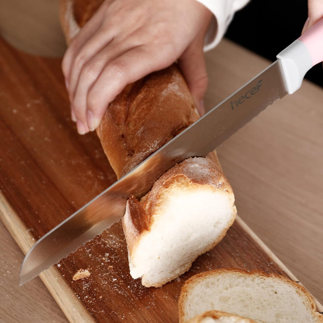 hecef Messerset, 6-tlg Universal Messerblock mit Messer, Scharf Edelstahl Messer Set mit dreifach ve