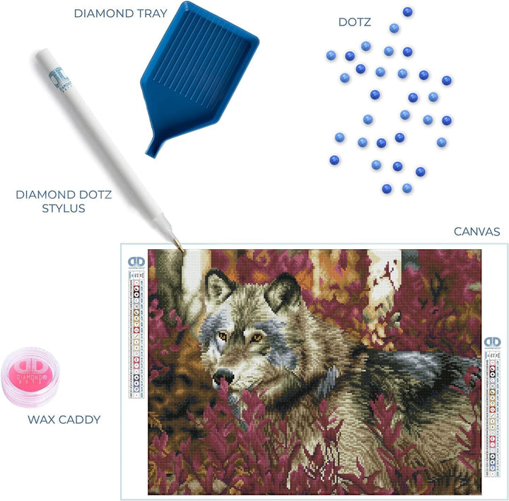 Diamond Dotz DQ12-001 Squares Autumn Wolf, ca. 42 x 57 cm gross, Diamond Painting, Malen mit Diamant