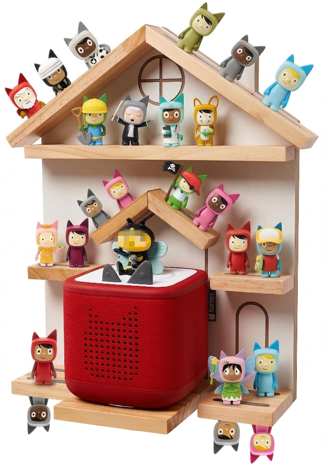 Gieanoo Weiss Tonie Regal, Haus-Form Magnet Schwimmende Wand Regal, Kiefer Holz Organizer Kompatibel