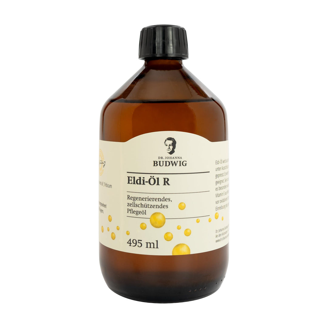 Dr. Budwig ELDI OIL R - 495 ml - reines Biokosmetikum aus Leinsamenöl und Weizenkeimöl - empfohlen w