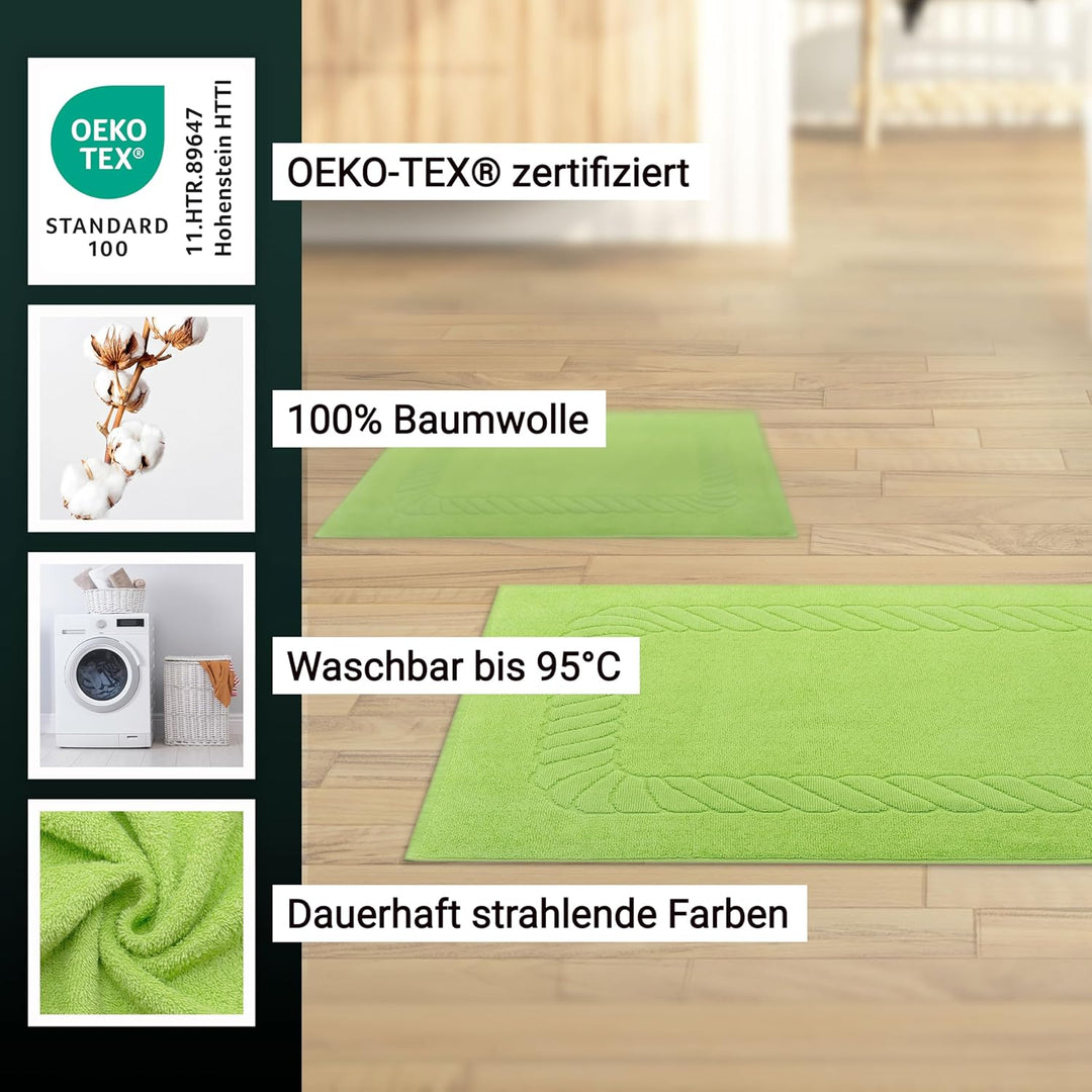 ZOLLNER 2er Set Badematten - weiche und saugstarke Duschvorleger - waschbar bis 95°C - Baumwolle - 5