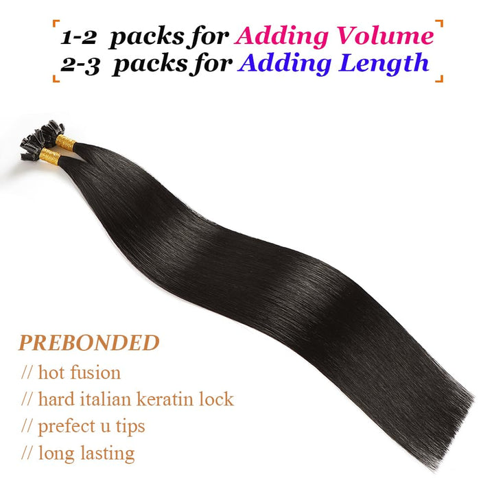 YILITE Bondings Extensions Echthaar 35cm 40g 50 Strähne Remy U Tip Extensions Echthaar Bondings Exte