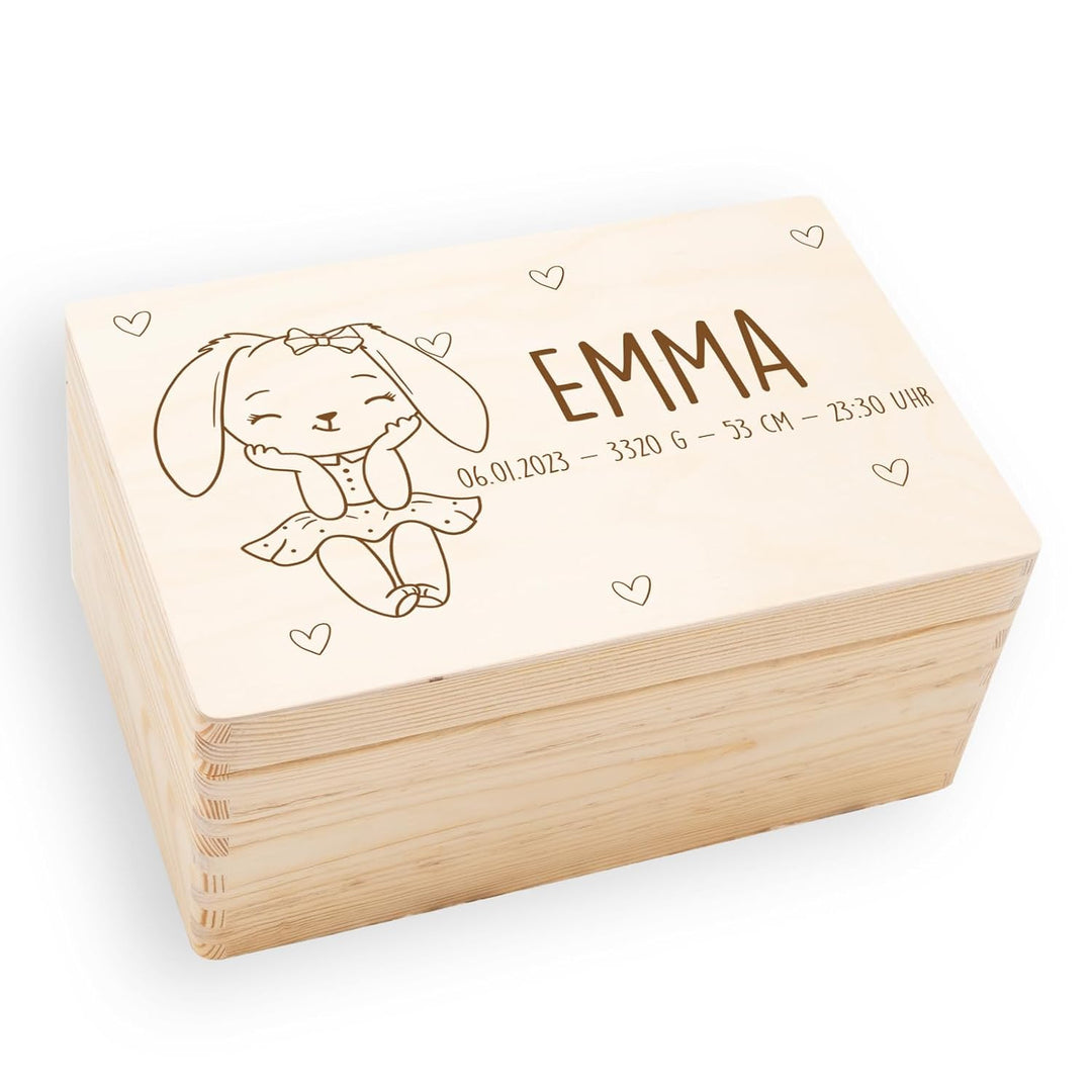 KIDSMOOD - Erinnerungsbox Baby, personalisierte Holzkiste mit Deckel, Ideal zur Aufbewahrung von Eri