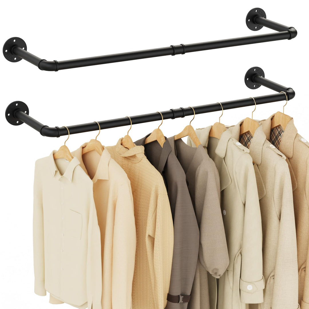 Yawinhe Industrierohr Kleiderstangen,97cm Kleiderständer für die Wand, Rustikale Kleideraufbewahrung