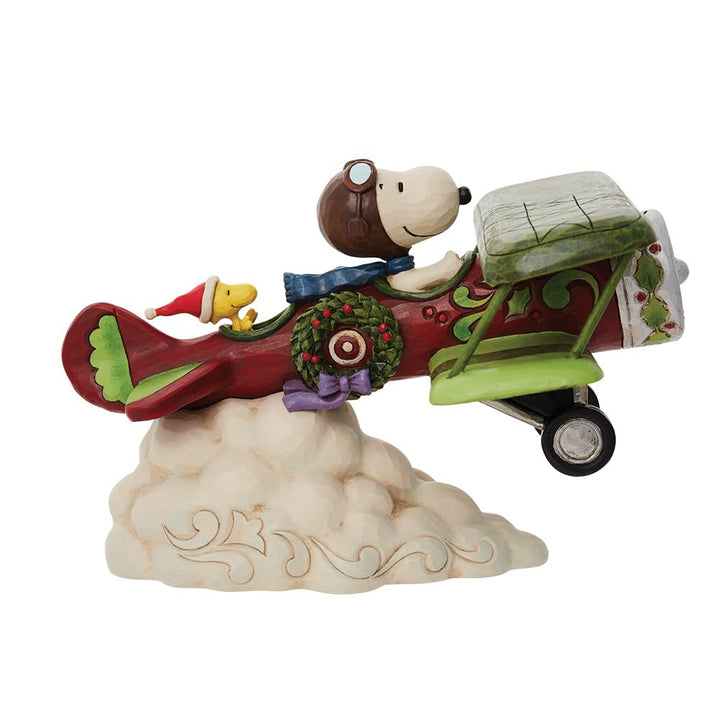 Enesco Jim Shore Peanuts Snoopy Flying Christmas Ace Flugzeug-Figur, 13 cm, mehrfarbig